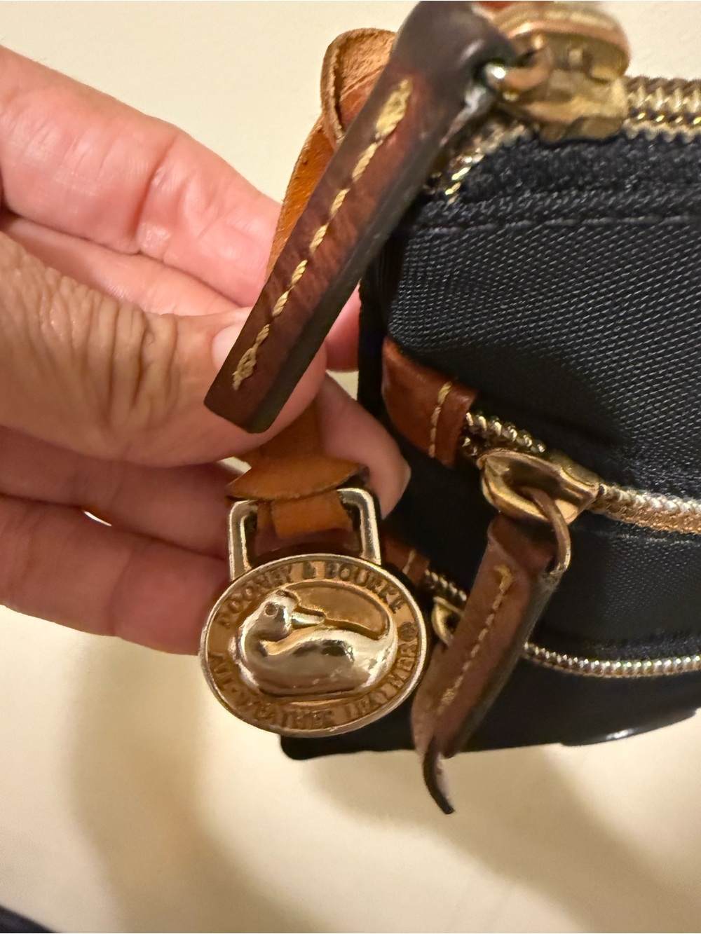 Dooney & Bourke Black Nylon Crossbody with Brown Leather Trim - Picture 3 of 13